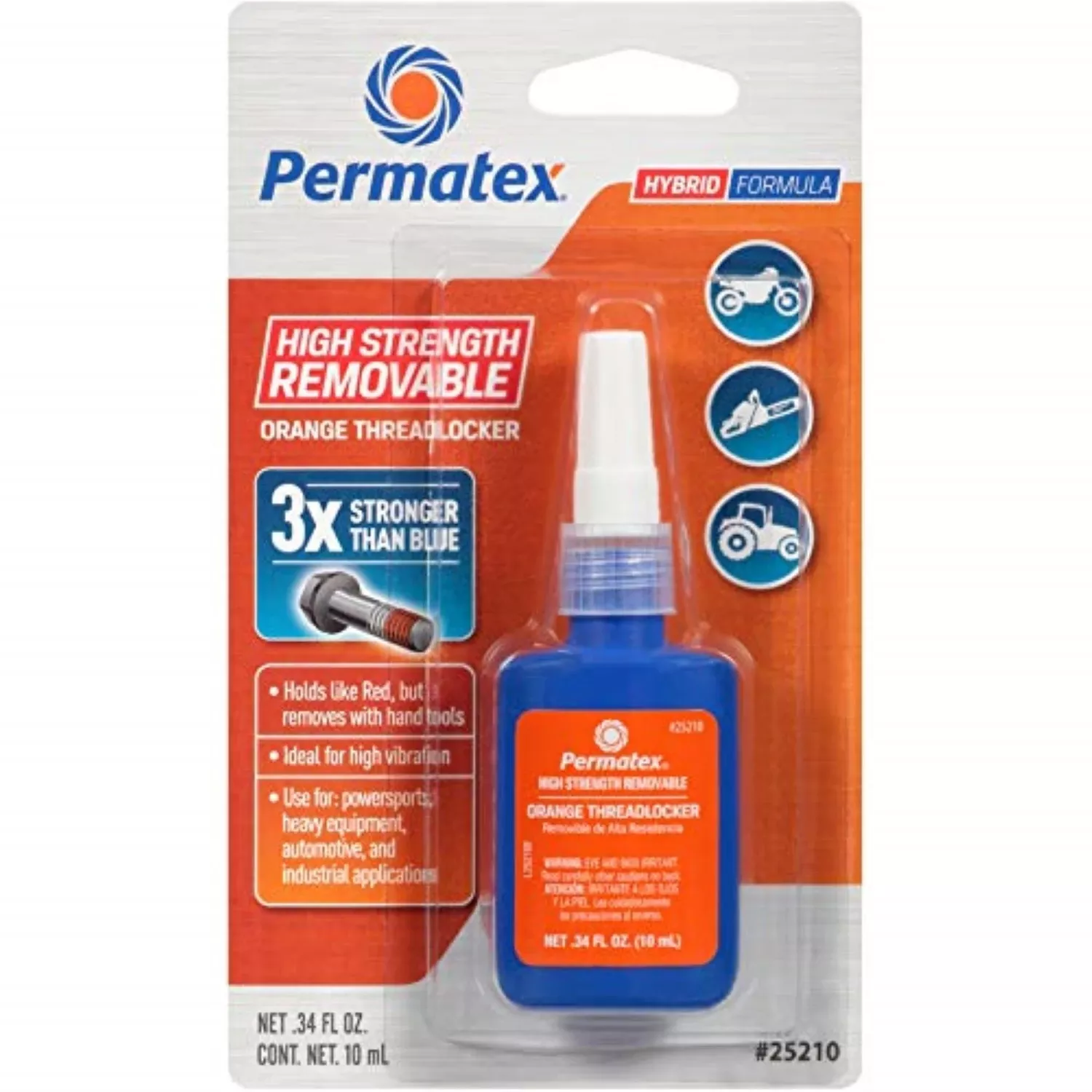 Orange Threadlocker, High Strength Removable, 10ml