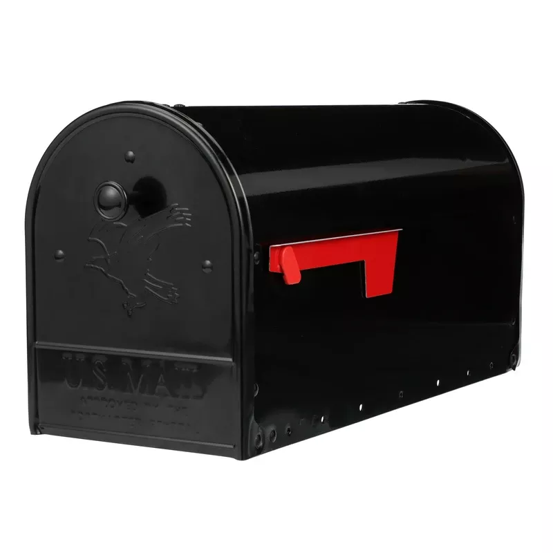 Outback Post-mount Mailbox, Double Doors, Large, Black Steel