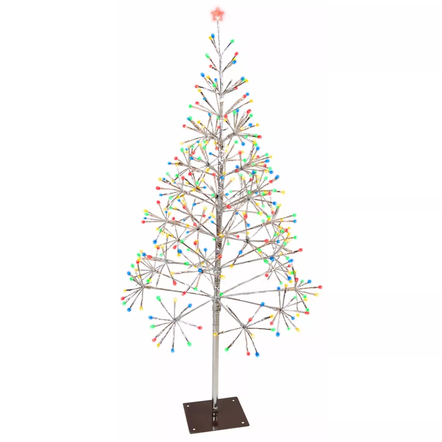 Platinum Led Multi Shimmering Tree 4.5 Ft Pathway Decor With Twinkling Lights