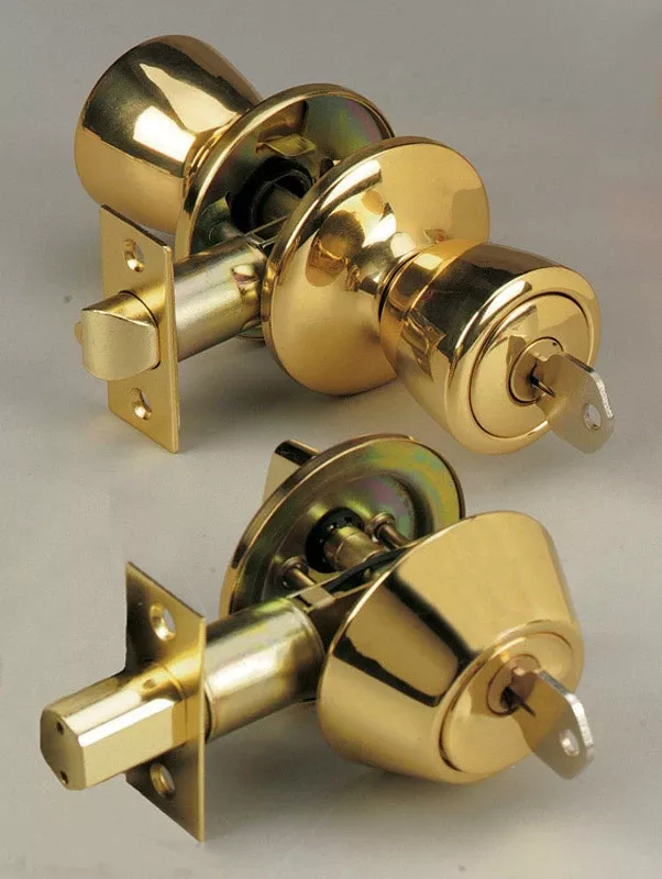 Polished Brass Knob And Deadbolt Set 1-3/4 In. Ansi Grade 3