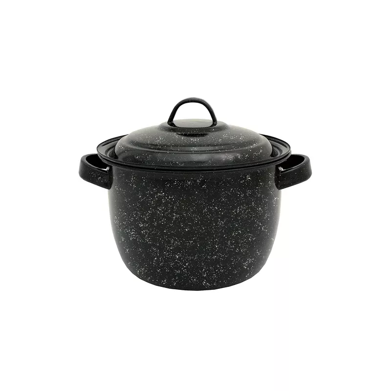 Porcelain Enamel Pot With Lid 8.6 In. Diameter, 4 Quart Capacity, Black