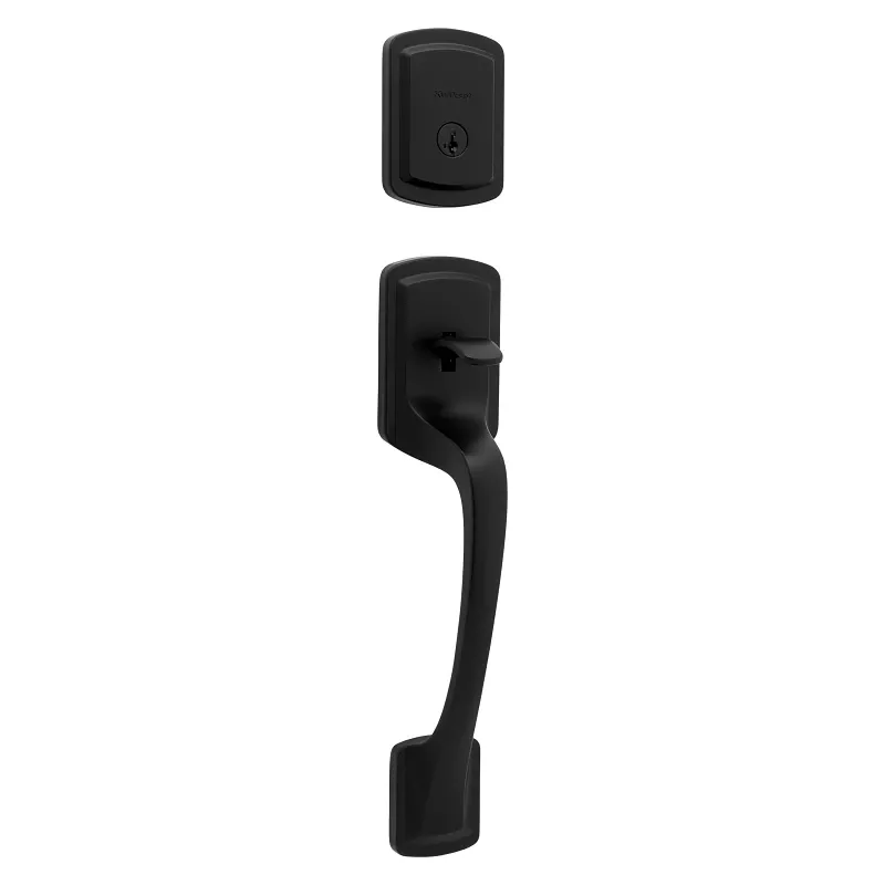 Prague Matte Black Entry Handleset 1-3/4 In. With Adjustable Backset