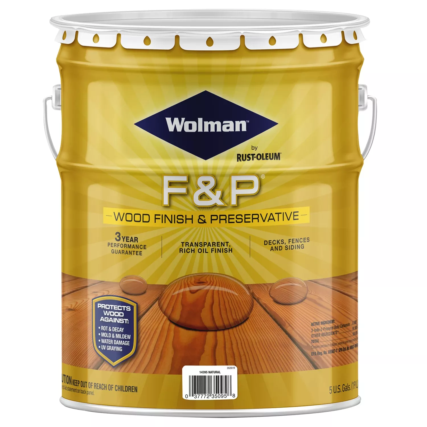 Premium Wood Finish & Preservative, Natural Tone, 5-gallons