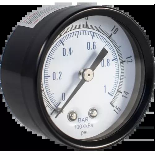 Pressure Gauge (Back Mount) - Low Pressure (0-15 psi)