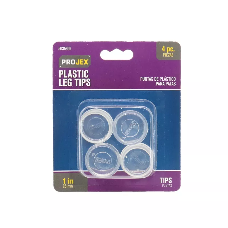 Projex Thermoplastic Ethylene Leg Tip Clear Round 1 In. W 4 Pk