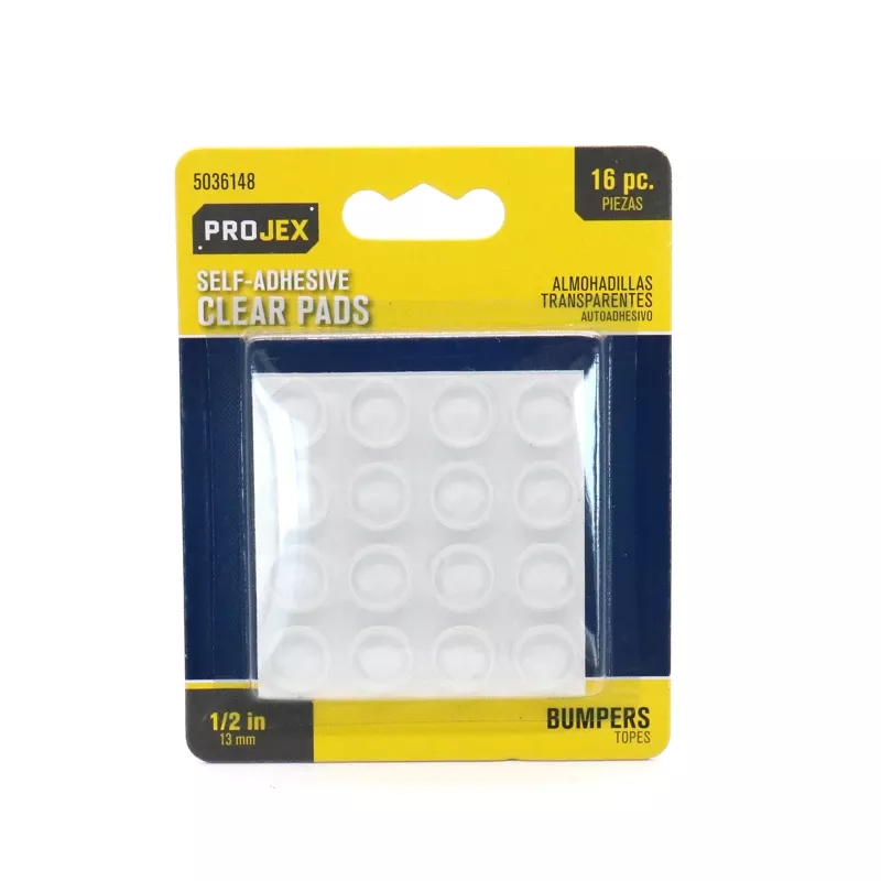 Projex Vinyl Self Adhesive Protective Pad Clear Round 1/2 In. W 16 Pk