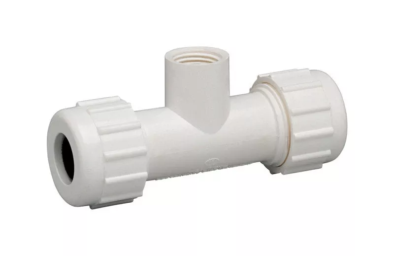Pvc Compression Pipe Tee, 1/2 In.