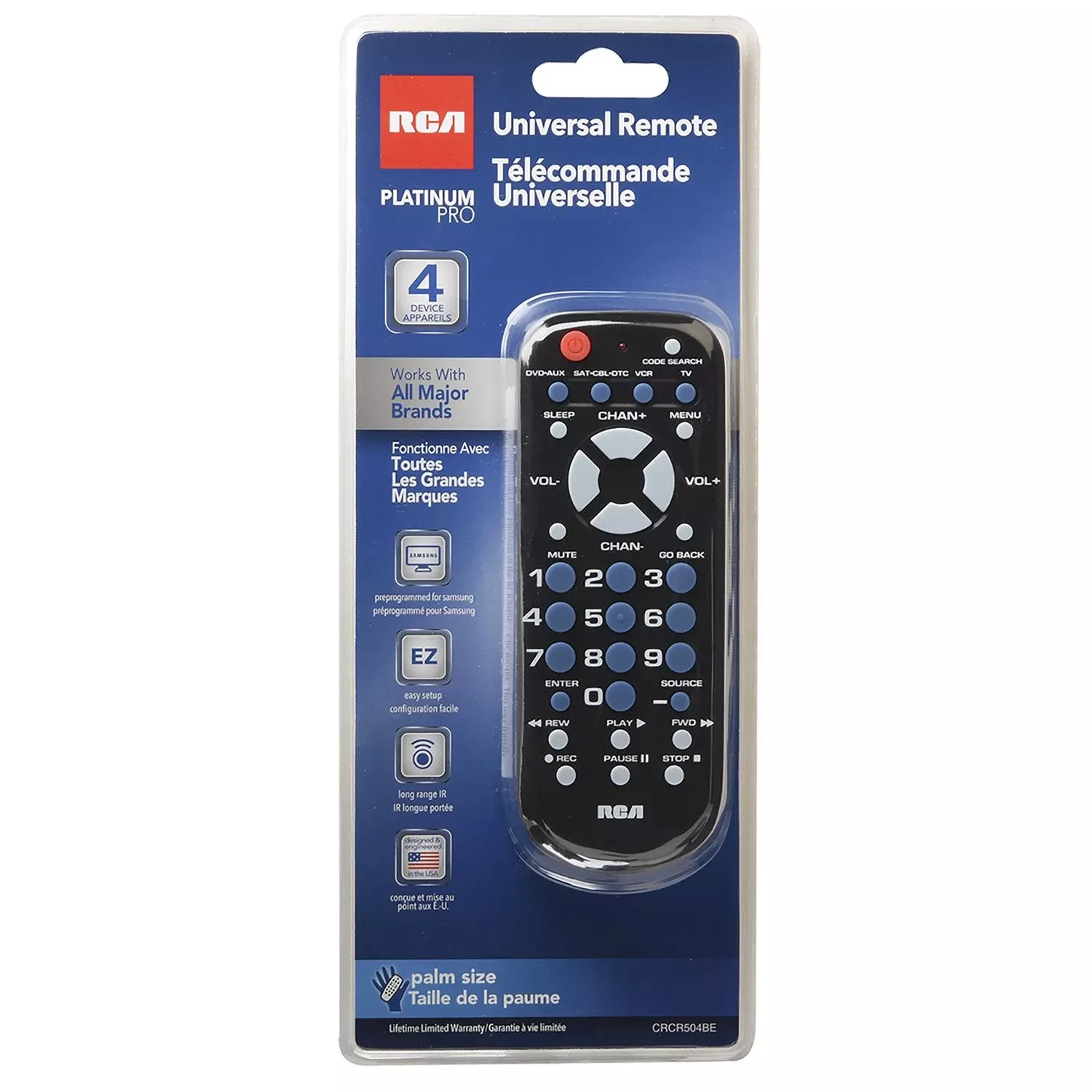 Rcr504be Programmable Universal Remote Control For 4 Devices