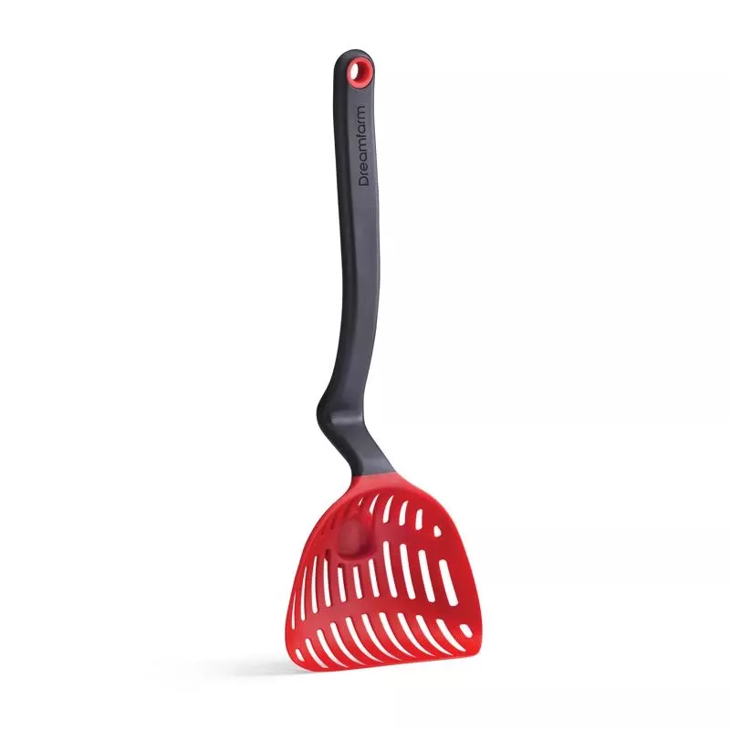 Red Nylon Scoop Strainer 13 Inches - Dishwasher Safe Kitchen Gadget