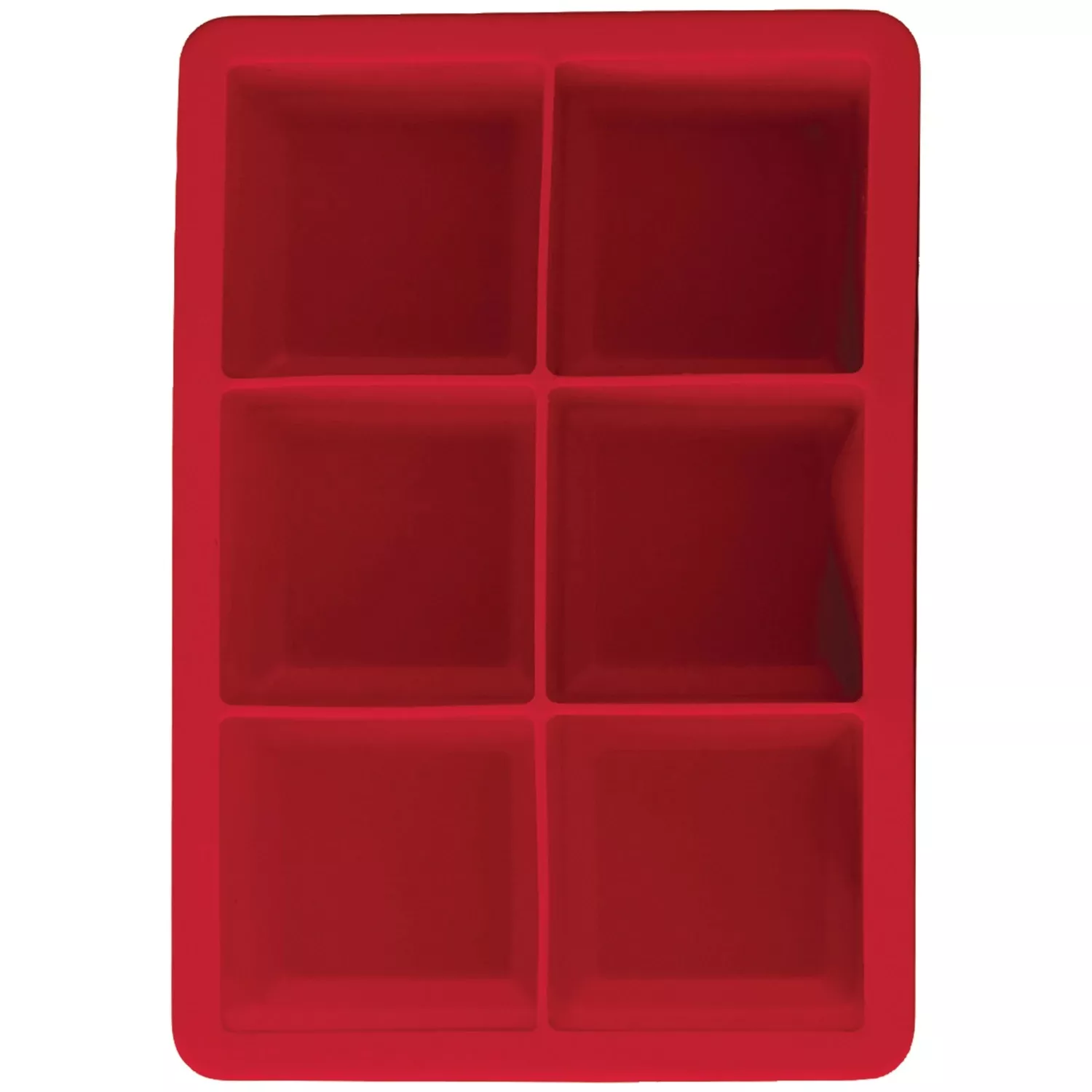 Red Silicone Ice Tray - W6330t - Dishwasher Safe - Makes 6 Large Ice Cubes