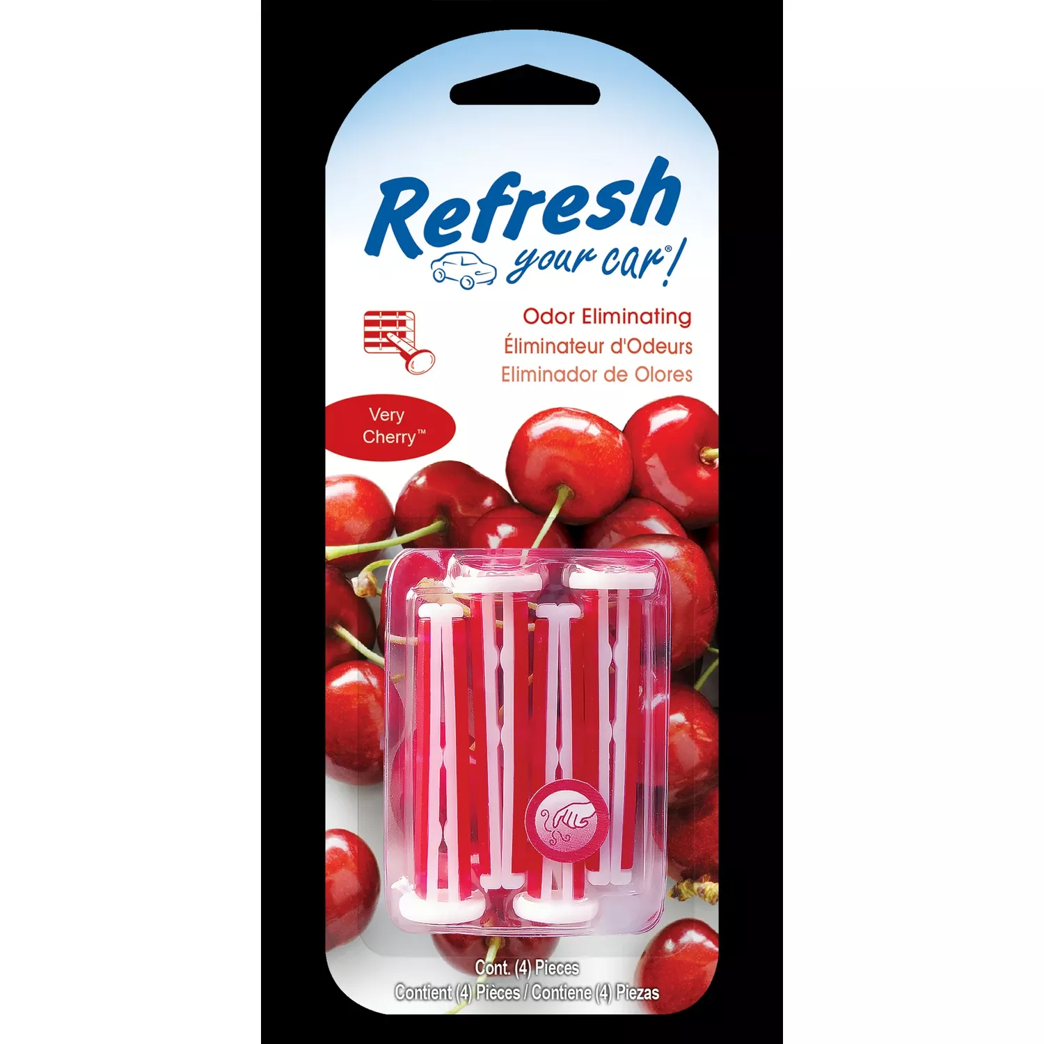 Refresh Your Car! Very Cherry Scent Car Vent Clip 0.7 Oz Solid 4 Pk