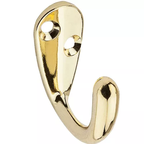 Robe Hook- Single Hook- Brass Plated- 2 Pack