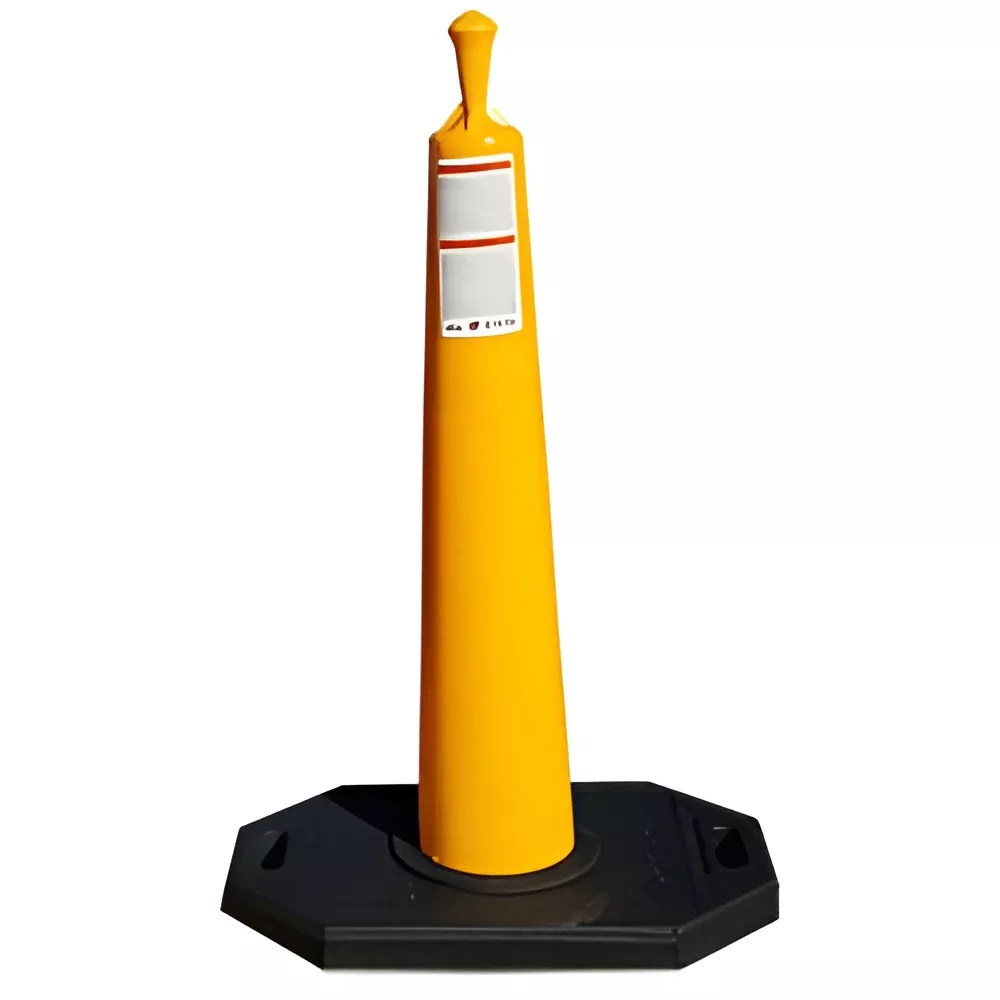 Roof Edge Delineator Cone w/ 30lb Rectangular Base – Yellow, 39″ – VizCon