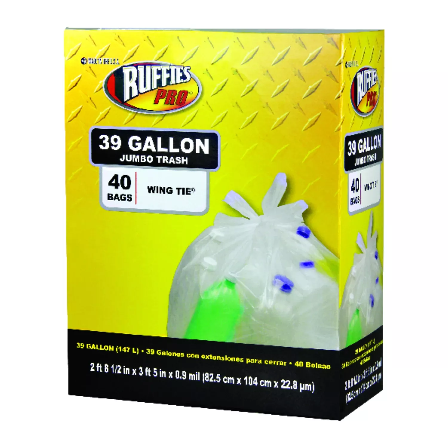 Ruffies Pro 39 Gal Trash Bags Wing Ties 40 Pk