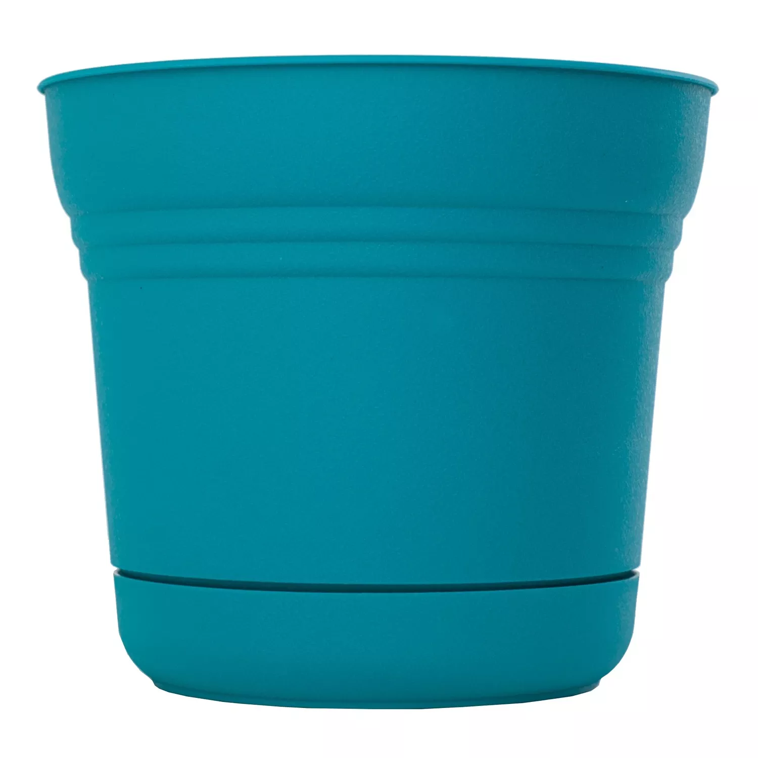 Saturn Planter & Attached Saucer, Plastic, Bermuda Teal, 5 In.