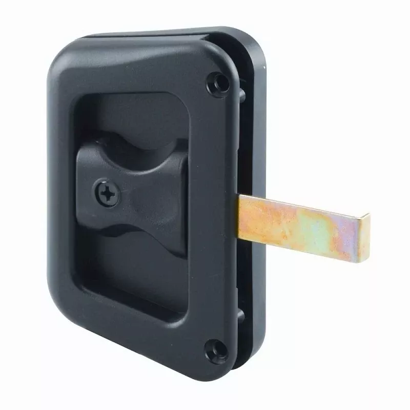 Screen Door Handle And Latch, Black Plastic, Fits Hat Section Style Doors