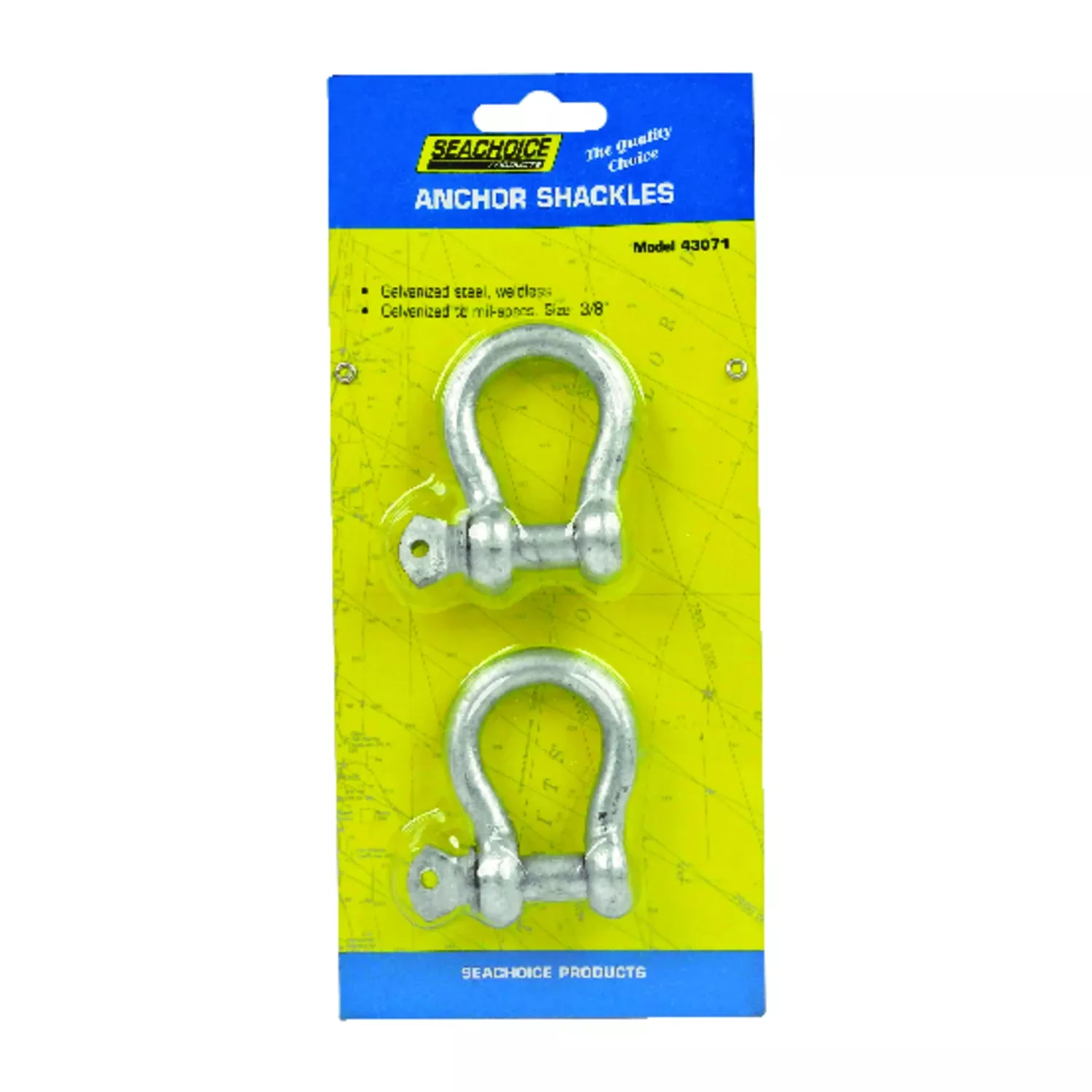 Seachoice Galvanized Steel 11.5 In. L X 3/8 In. W Shackle 2 Pk