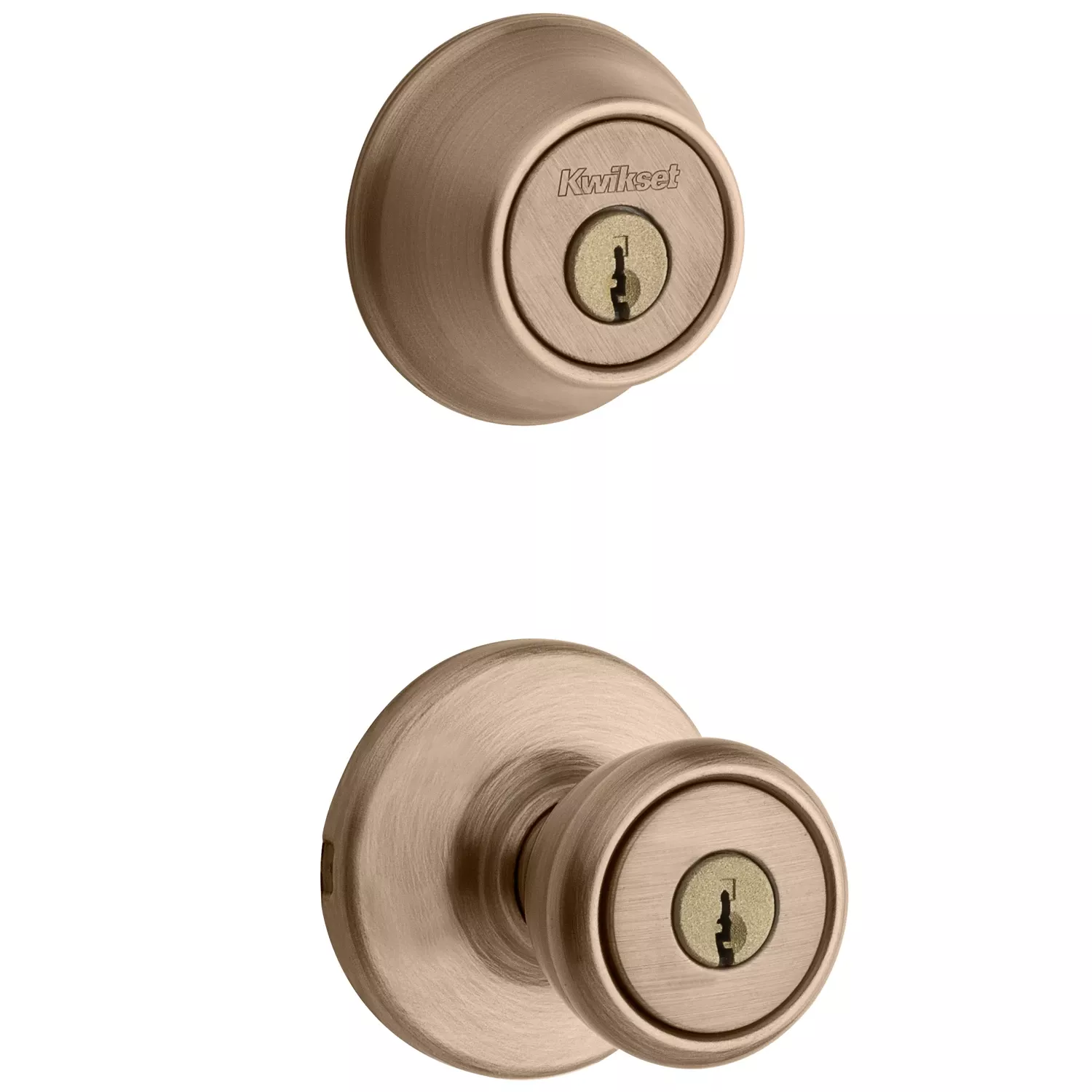 Security Tylo Entry Lockset And Deadbolt Combo Pack, Antique Brass