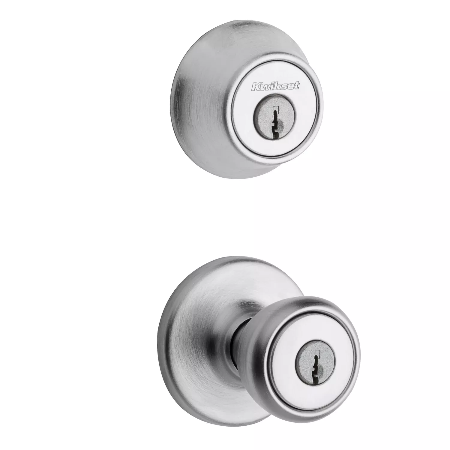 Security Tylo Entry Lockset And Single-cylinder Deadbolt Combo Pack, Satin Chrome