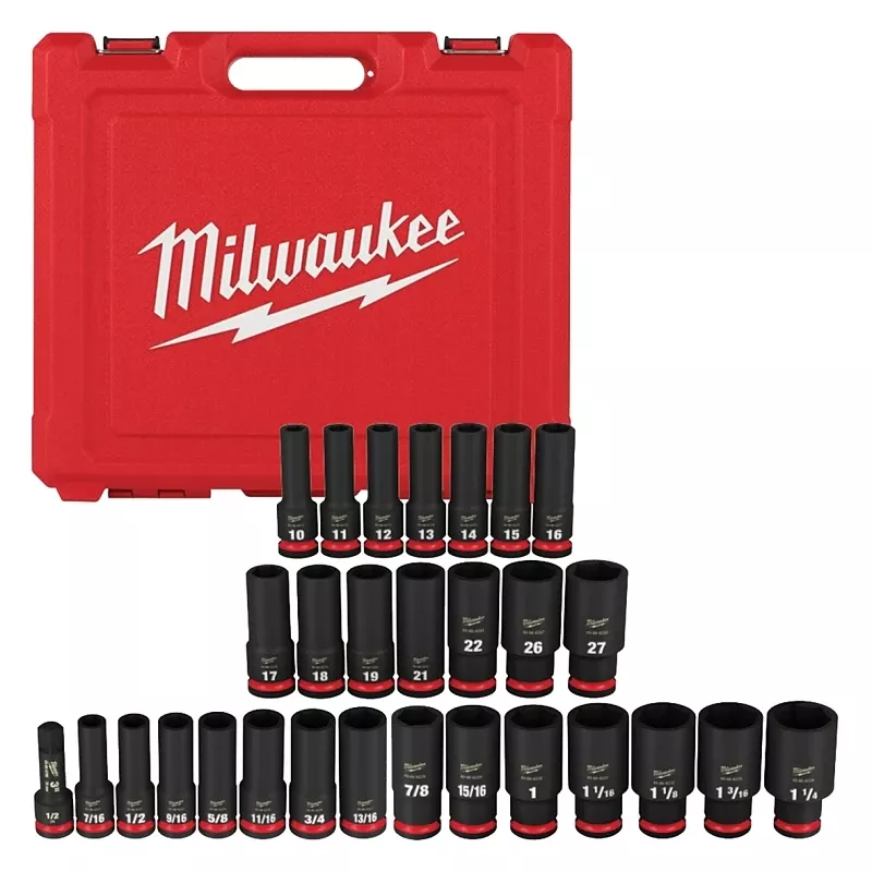 Shockwave 1/2 In. Drive Metric/sae 6 Point Deep Socket Set 29 Pieces