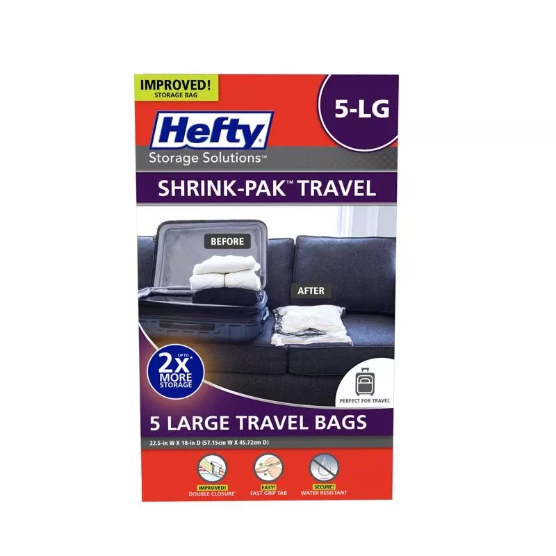 Shrink-pak Clear Storage Bags - Large 22.5" X 18" - 5 Count