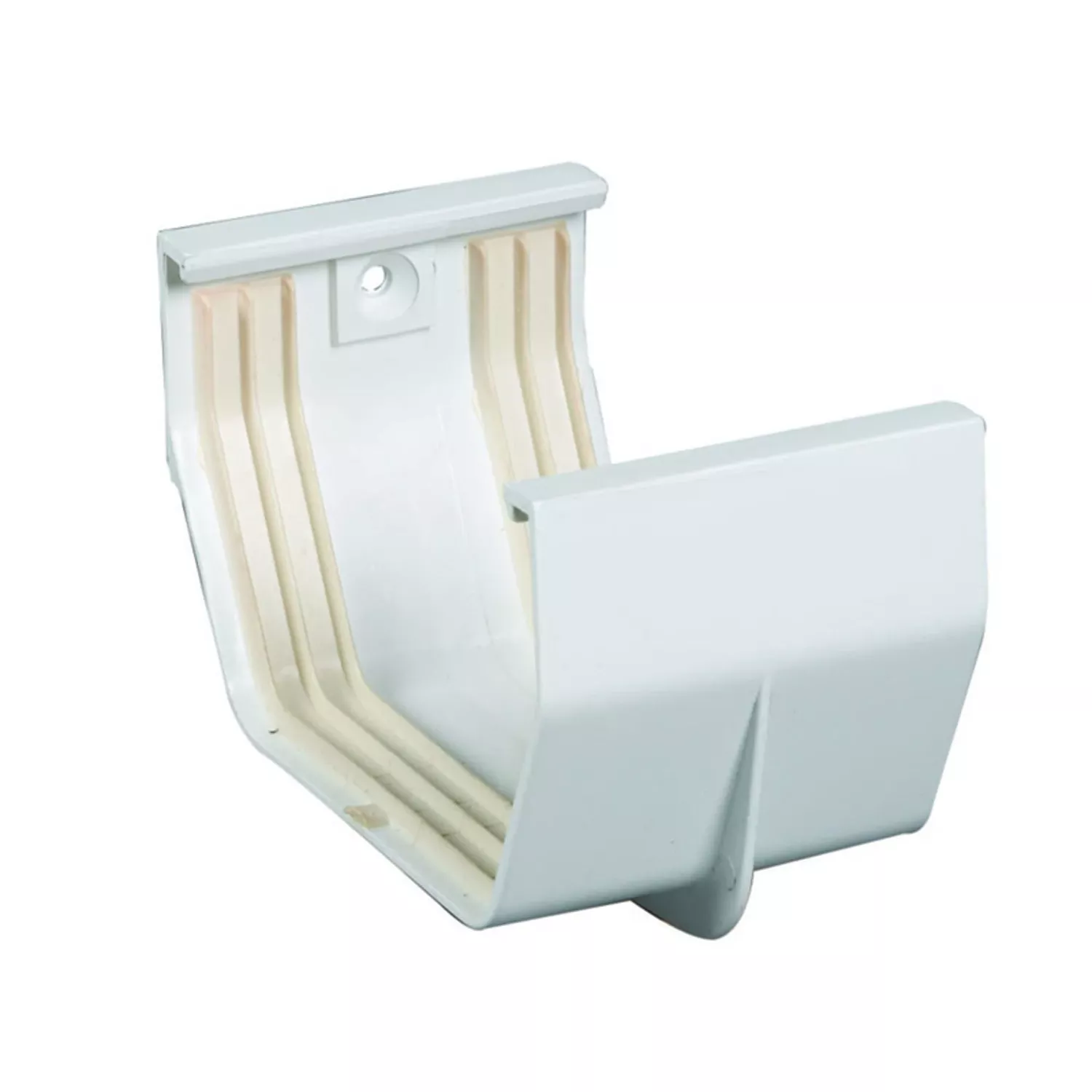 Slip Joint Gutter Connector, Contemporary, Vinyl, White, 5-in.