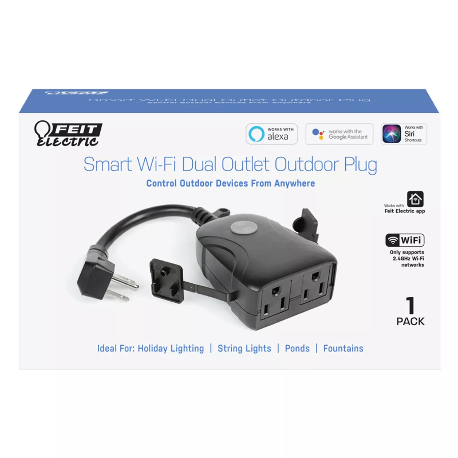 Smart Dual Outlet Outdoor Plug With Wi-fi, 15 Amp, Nema Type 3r