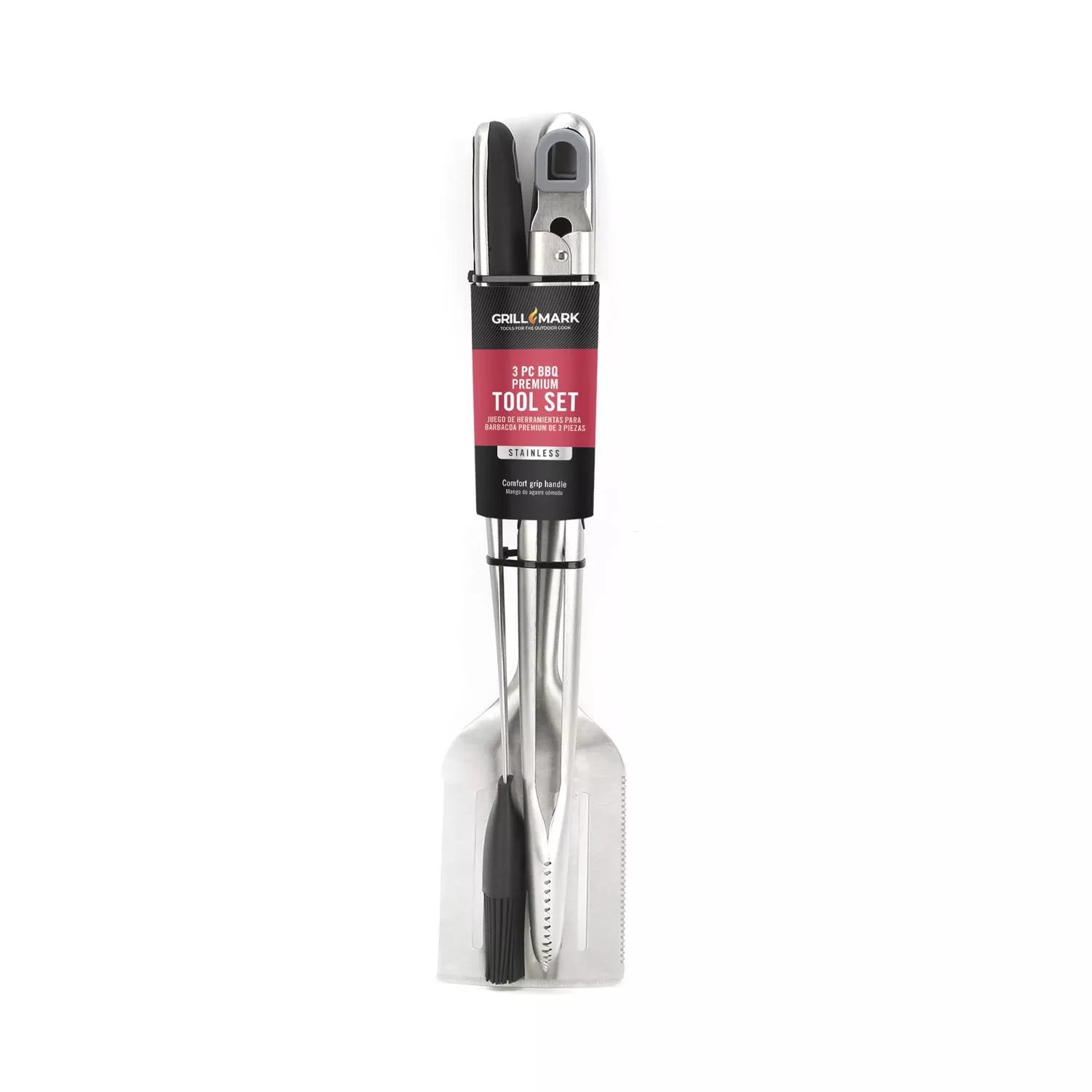 Stainless Steel Black/silver 3 Piece Grill Tool Set