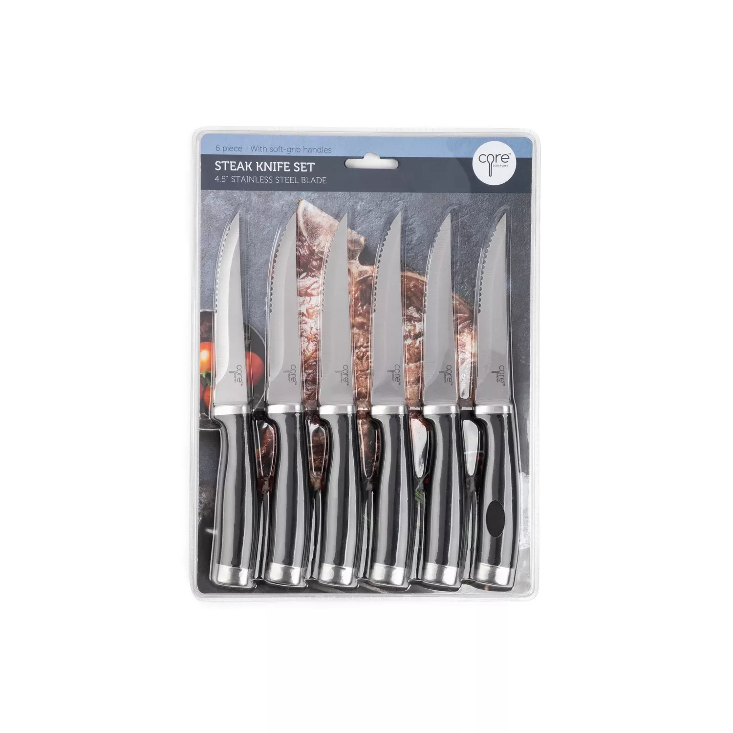 Stainless Steel Steak Knife Set 6 Piece With Plastic Handles