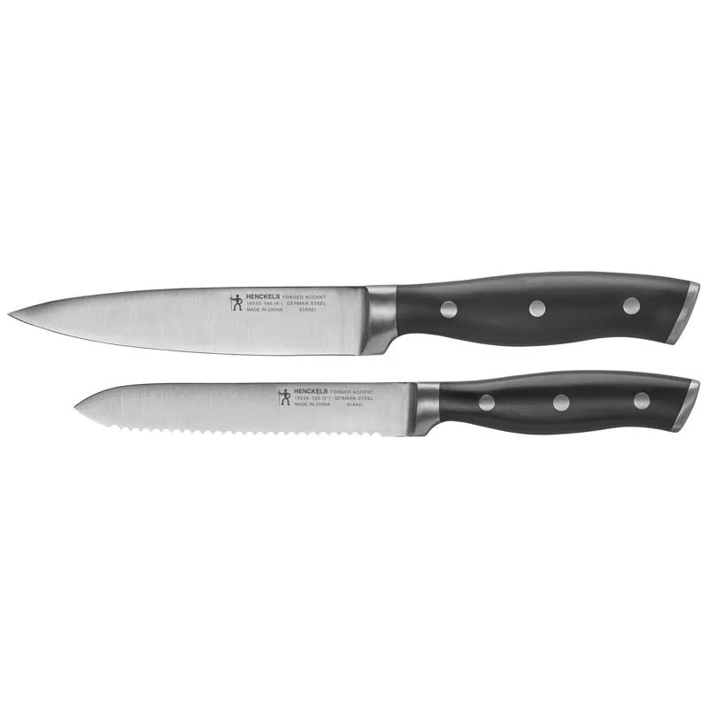 Stainless Steel Utility Knife Set, 2 Pieces, Black/silver