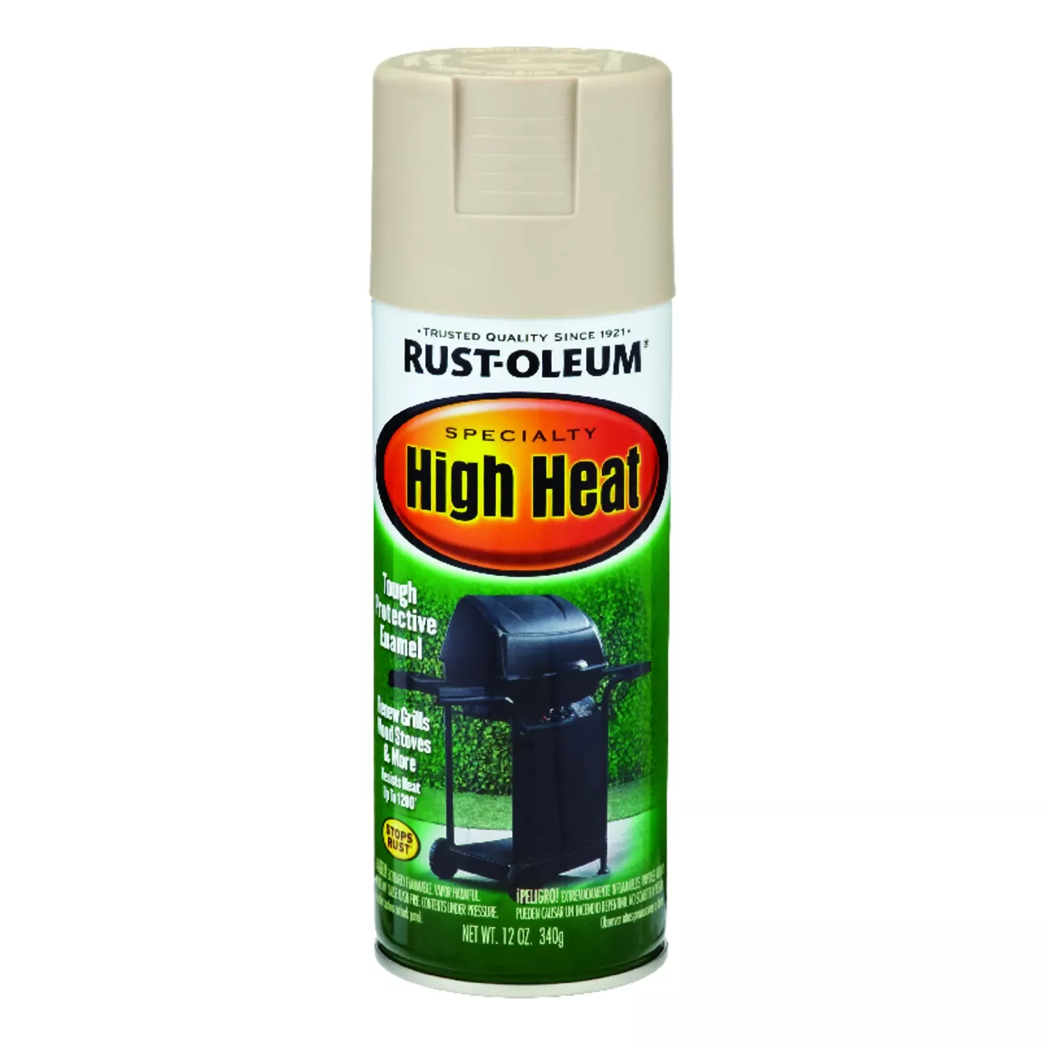 Stops Rust High-heat Spray Paint, Almond, 12 Oz.