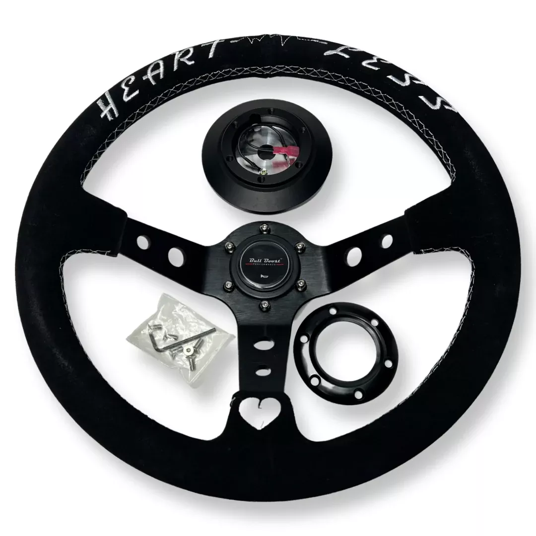 Suede Aluminum Steering Wheel + Billet Short Hub Adapter Kit For Civic Integra Accord
