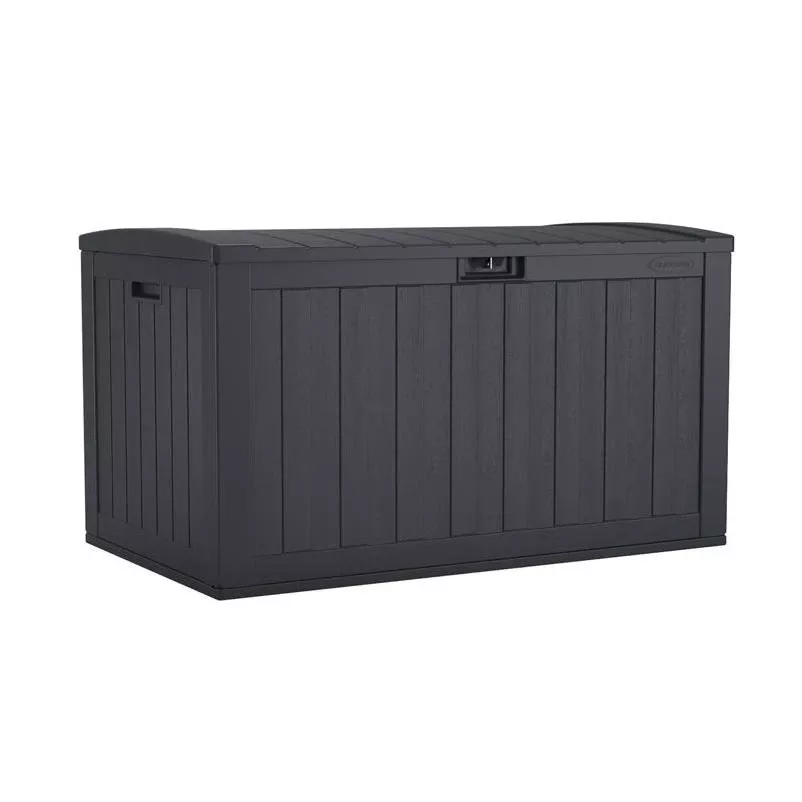 Suncast 134‑gallon Gray Plastic Deck Box – Large Lockable Outdoor Storage