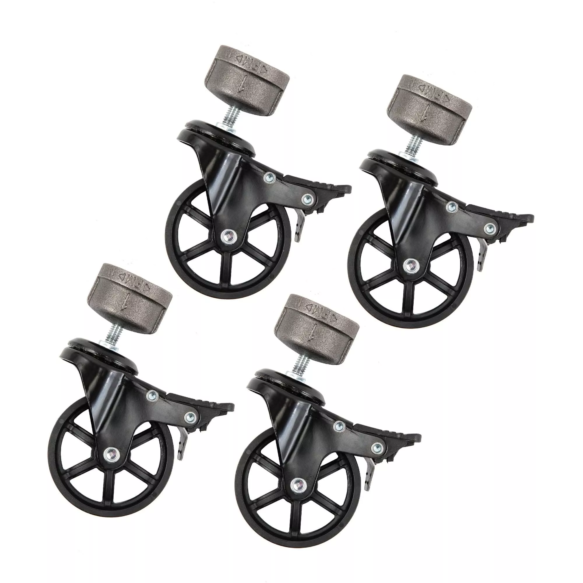 Swivel Caster Wheels for1” Pipe with Locking Mechanism (4-Pack)