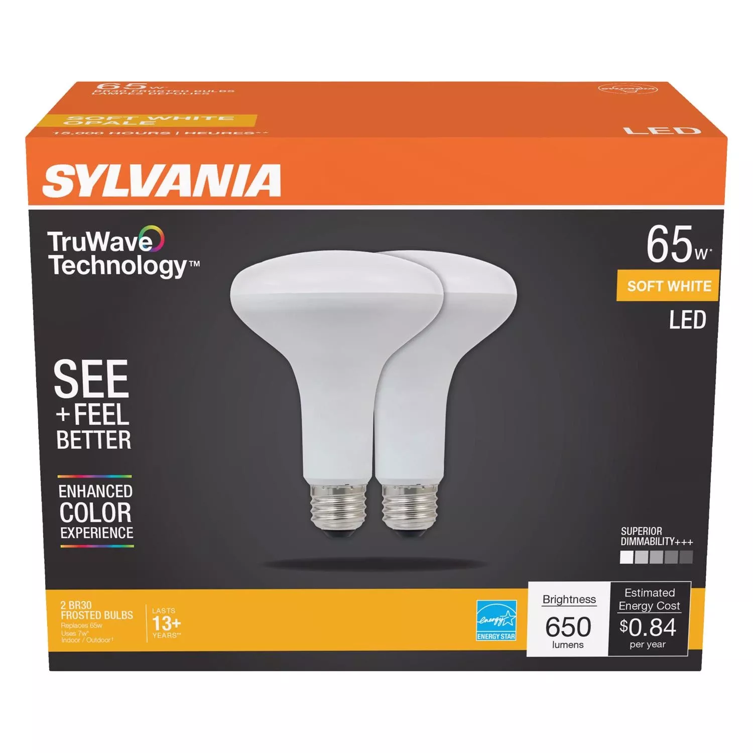 Sylvania Truwave Br30 E26 (medium) Led Floodlight Bulb Soft White 65 Watt Equivalence 2 Pk