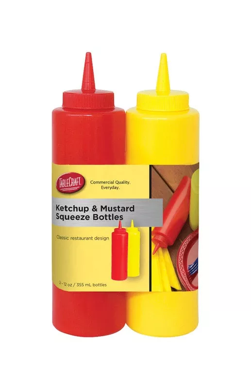 Tablecraft Nostalgia Red/yellow Polyethylene Ketchup And Mustard Dispensers 24 Oz