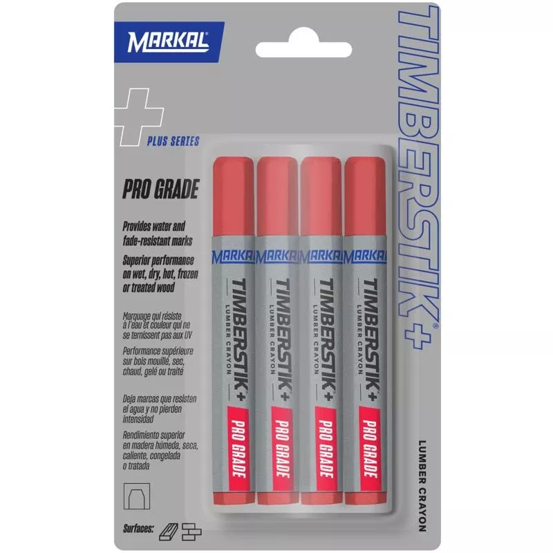 Timberstik Plus 8 Inch Lumber Crayon Red - 4 Piece Set