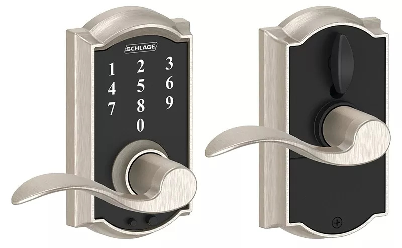 Touch Keyless Entry Lever Lockset, Camelot Trim, Satin Nickel