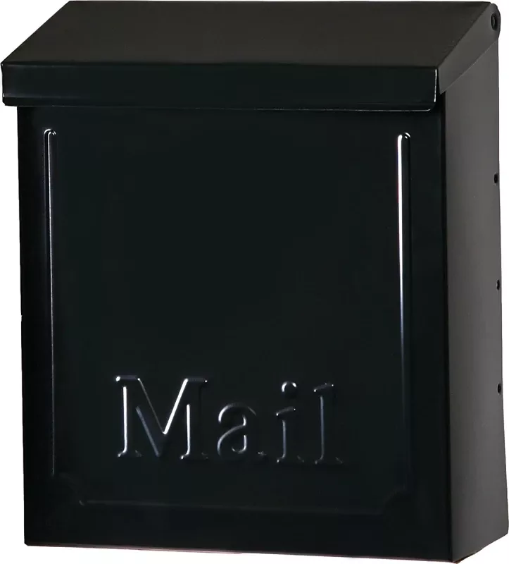 Townhouse Wall-mount Mailbox, Small Vertical, Concealed Lock, Black Steel