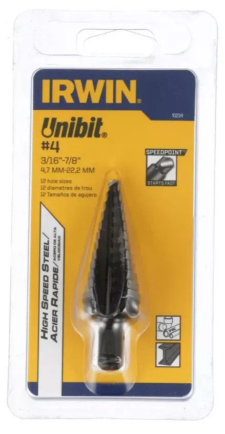 Unibit #4 Step Drill Bit, 3/16 To 7/8 In.