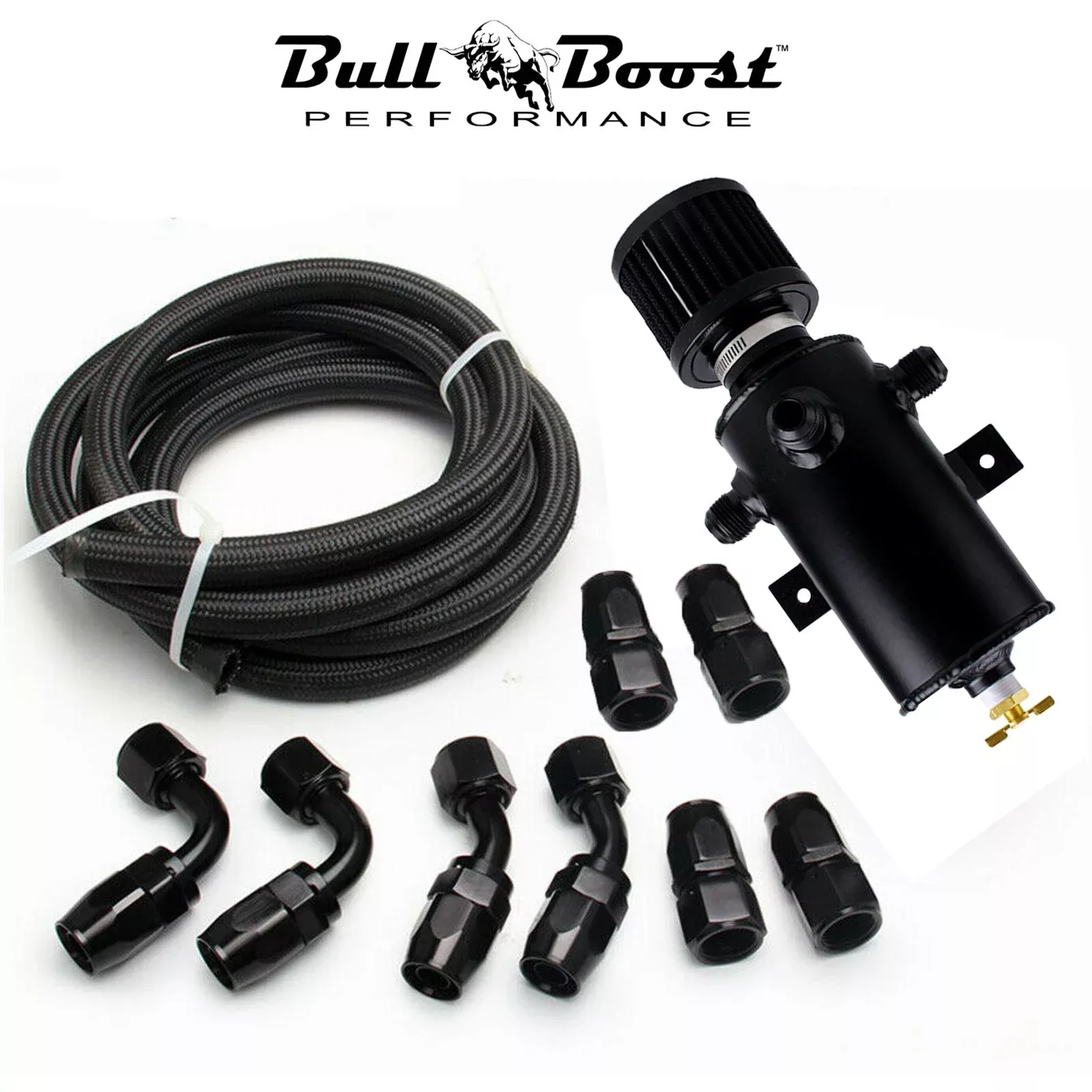 Universal Performance Oil Catch Can 3 Port -10AN Breather 750mL Baffle Tank