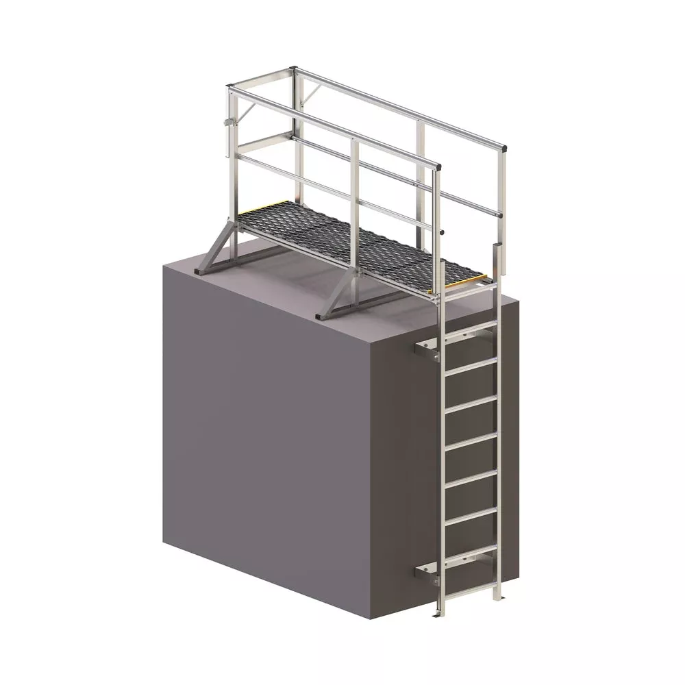 Vertical Fixed Ladder & 8ft Walkway System w/ Safety Gate – RL33 Model – Kattsafe