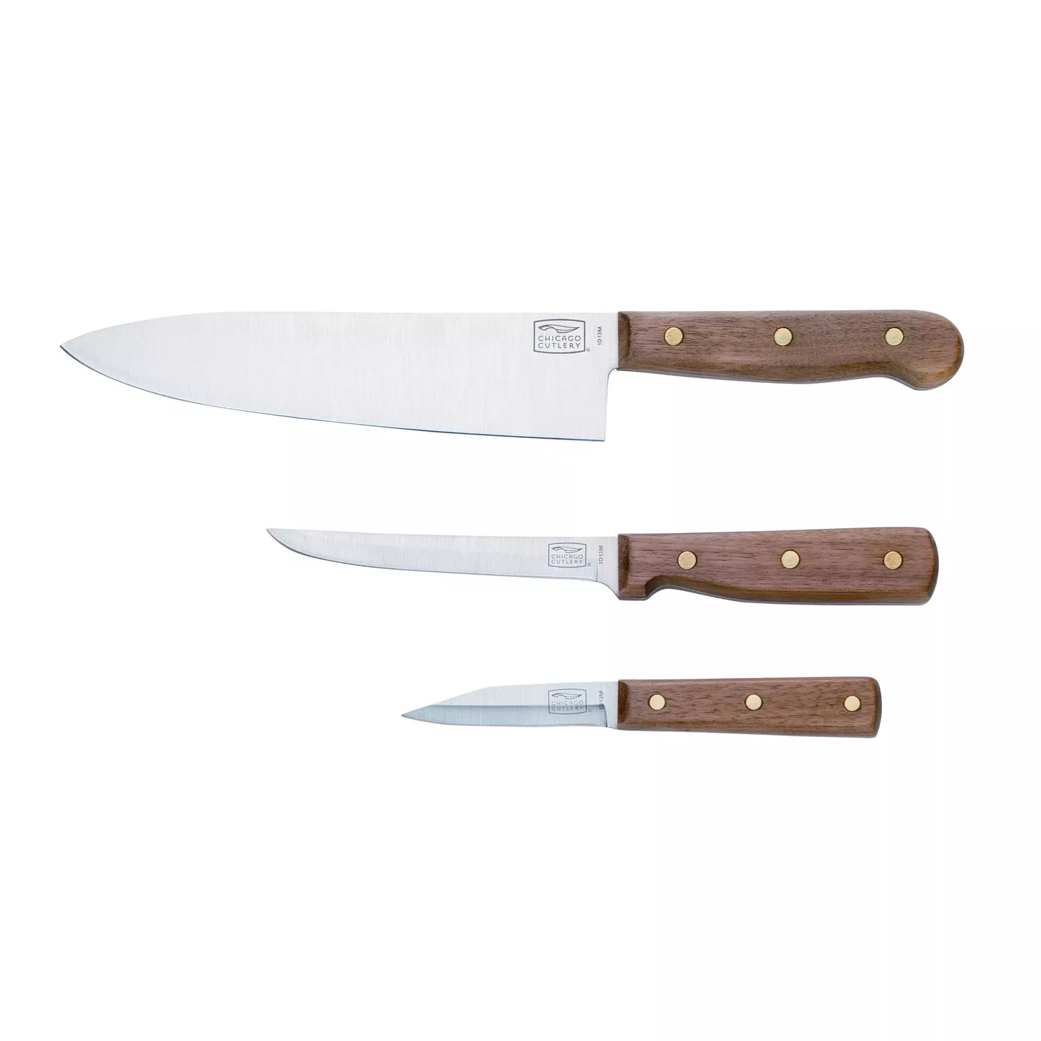 Walnut Tradition Kitchen Knife Set – 3-piece Stainless Steel Set