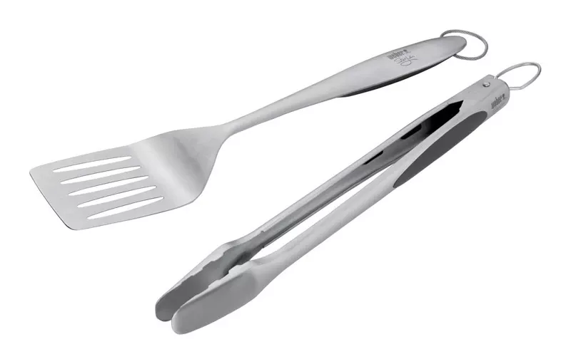 Weber Deluxe Stainless Steel Black/silver Grill Tool Set 2 Pc