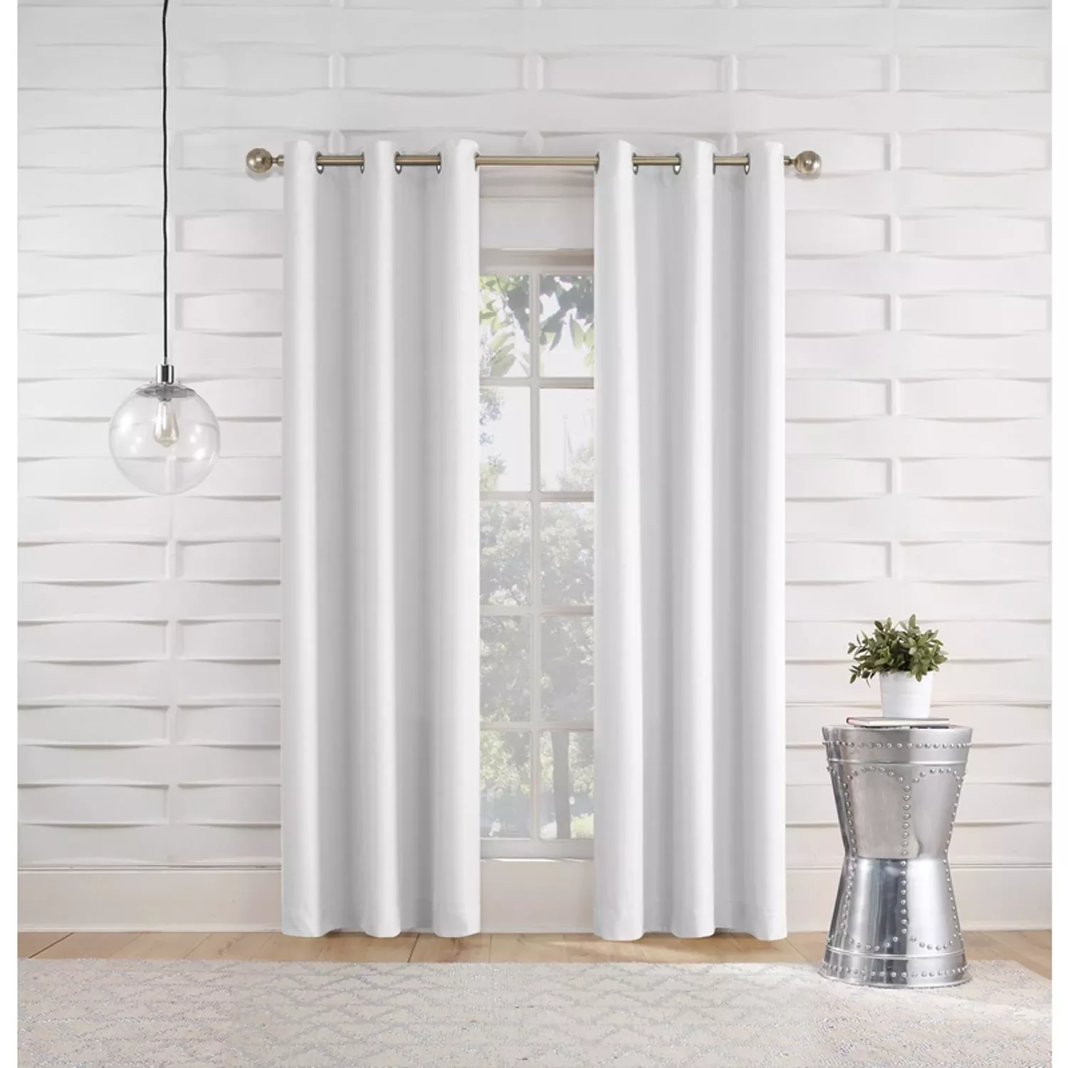 Webster White Curtain 80 In. W X 84 In. L – Modern Light Filtering Drapery