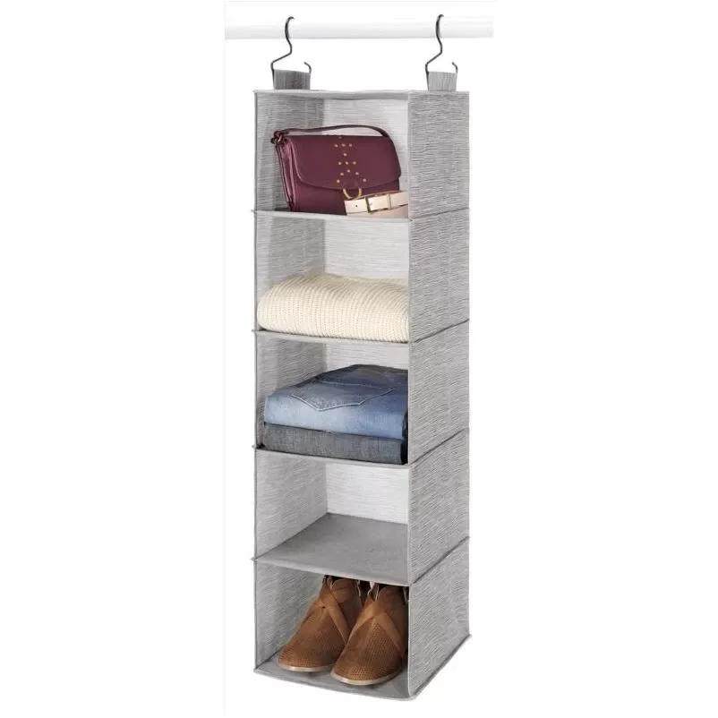 Whitmor Gray Fabric Closet Organizer – 35" Tall, 10" Wide, 10.75" Deep