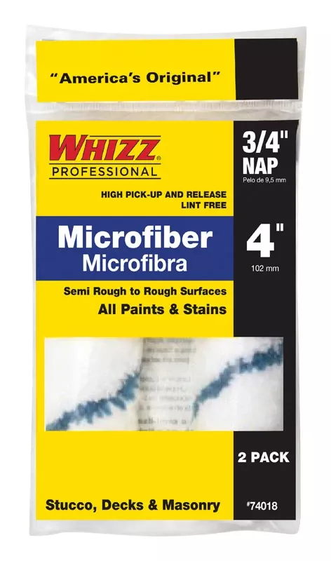 Whizz Microfiber 4 In. W X 3/4 In. Mini Paint Roller Cover 2 Pk