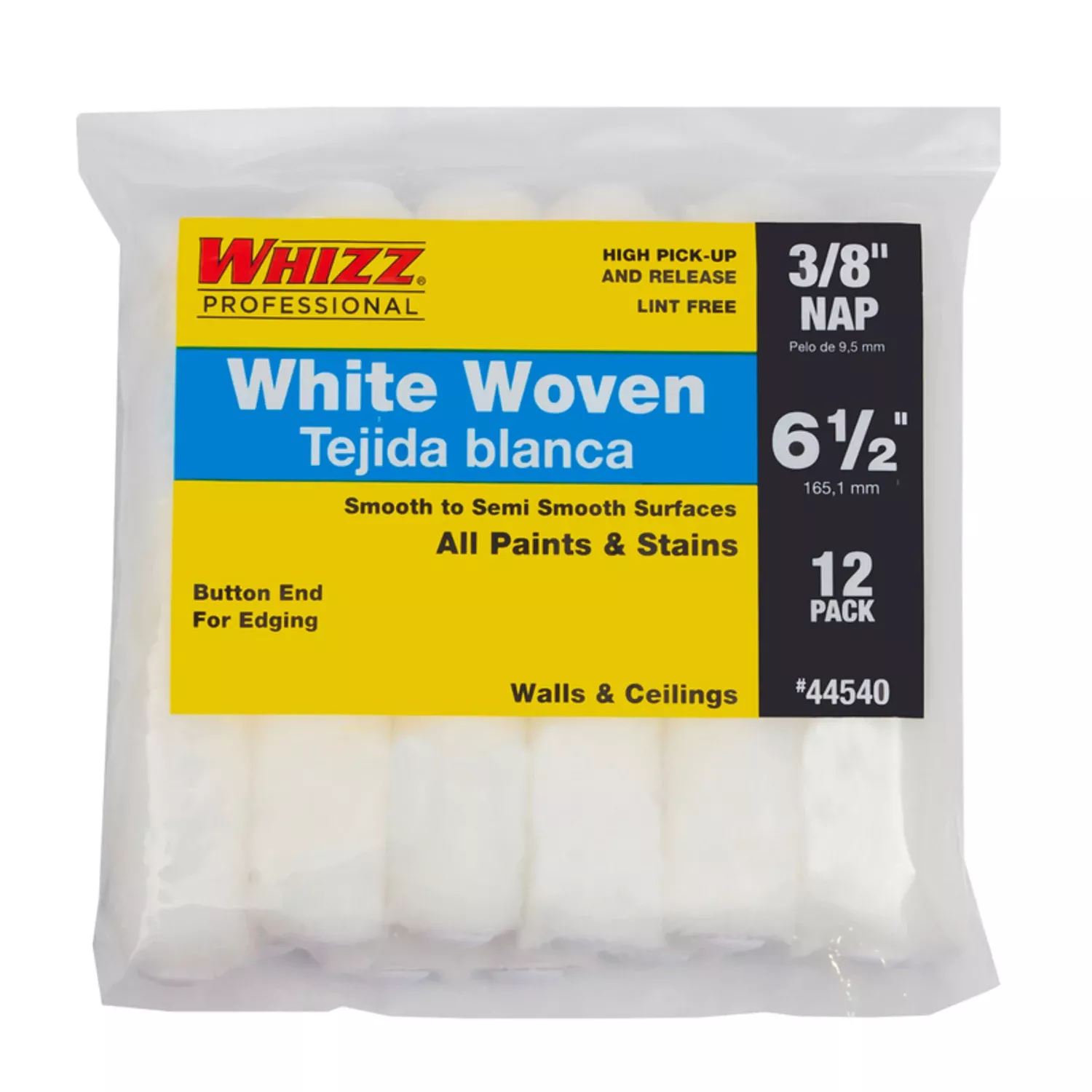 Whizz Woven 6.5 In. W X 3/8 In. Mini Paint Roller Cover 12 Pk