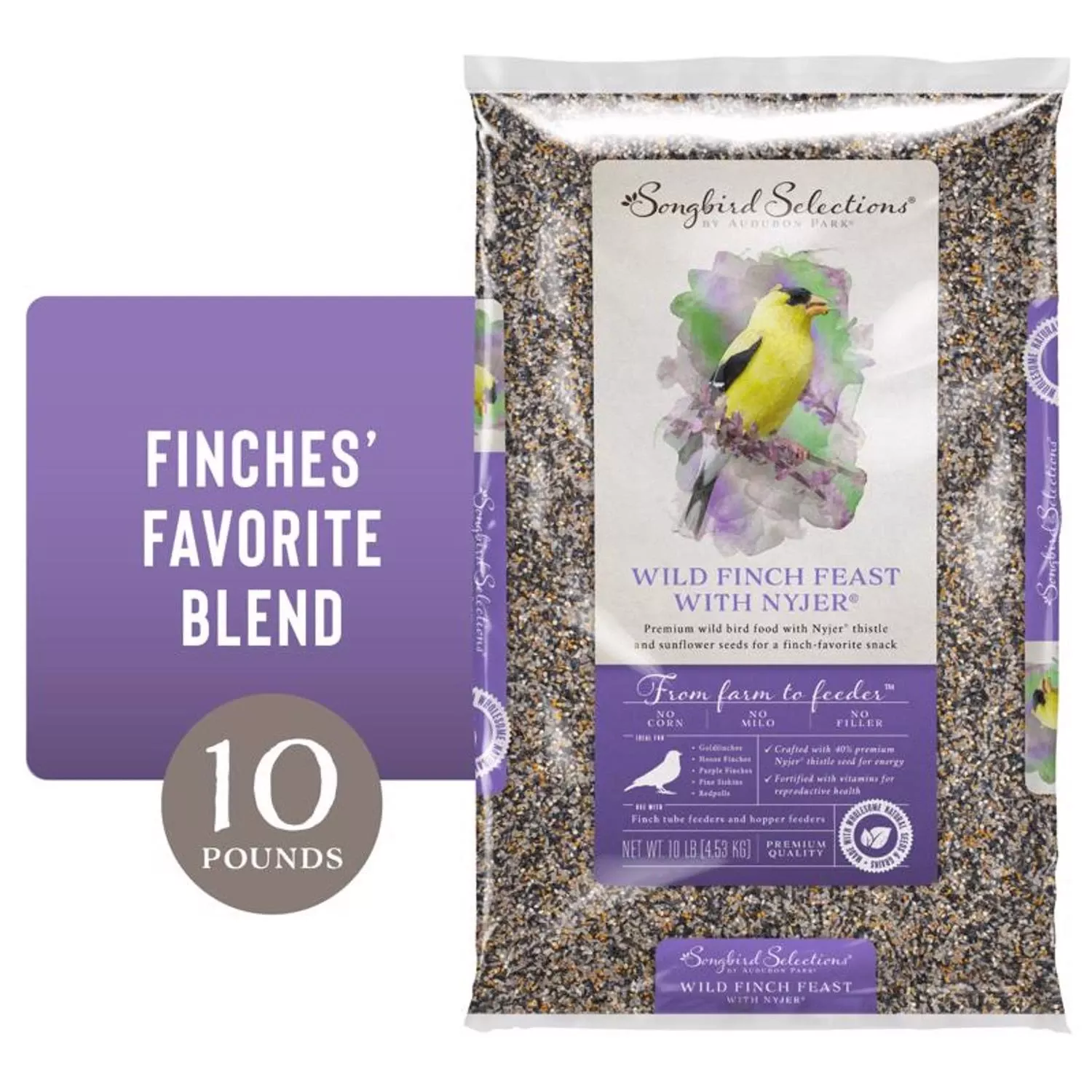 Wild Finch Feast With Nyjer Wild Bird Seed 10 Lb Premium Blend