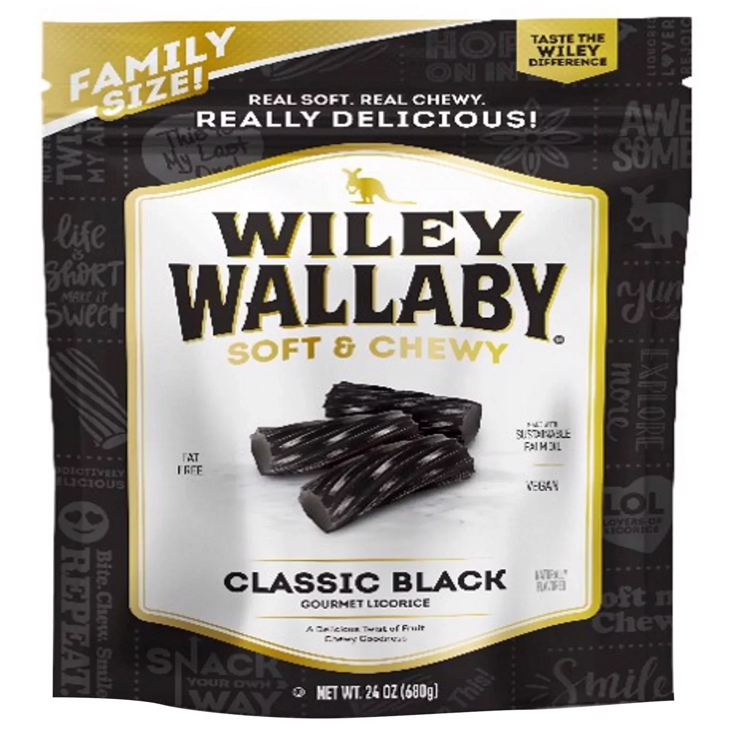 Wiley Wallaby Classic Black Gourmet Licorice Chewy Candy 24 Oz